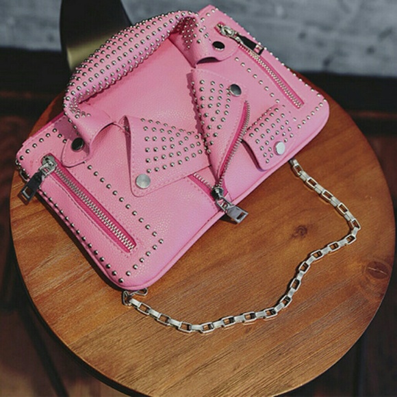 Handbags - Studded Moto Jacket Crossbody Bags *One Pink Left*